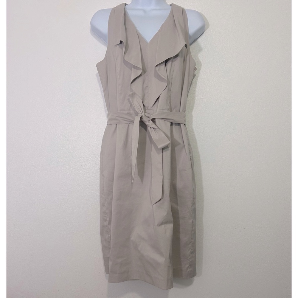 Ann Taylor Cream Ruffle Midi Dress